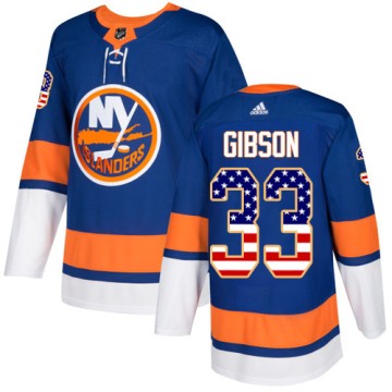 Authentic Adidas Youth Christopher Gibson New York Islanders USA Flag Fashion Jersey - Royal Blue
