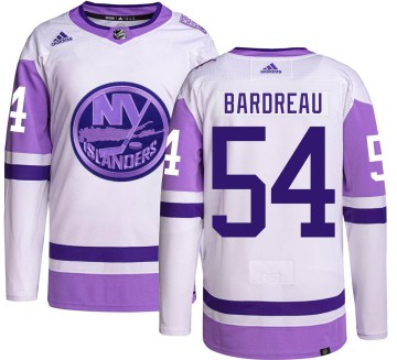 Authentic Adidas Youth Cole Bardreau New York Islanders Hockey Fights Cancer Jersey -