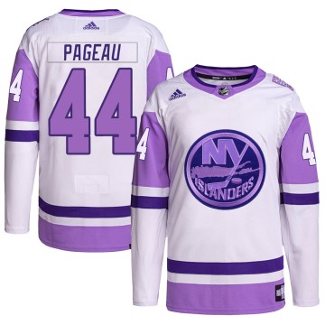 Authentic Adidas Youth Jean-Gabriel Pageau New York Islanders Hockey Fights Cancer Primegreen Jersey - White/Purple