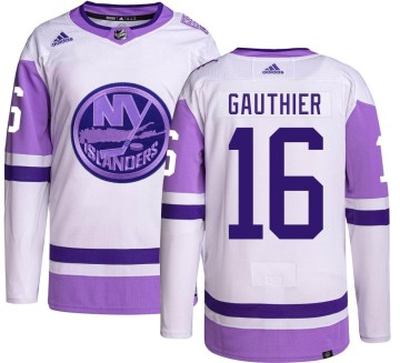 Authentic Adidas Youth Julien Gauthier New York Islanders Hockey Fights Cancer Jersey -