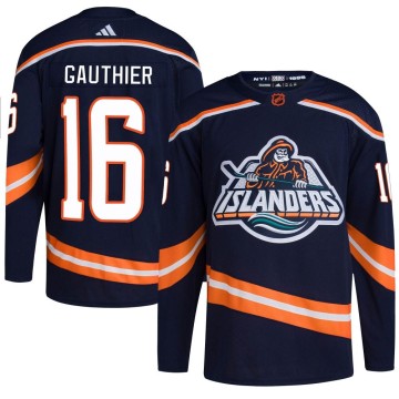 Authentic Adidas Youth Julien Gauthier New York Islanders Reverse Retro 2.0 Jersey - Navy