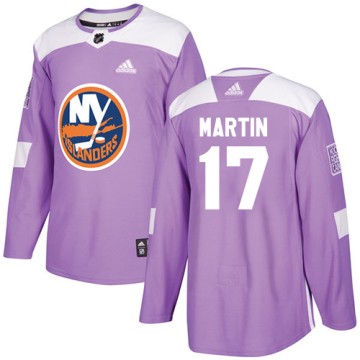 Authentic Adidas Youth Matt Martin New York Islanders Fights Cancer Practice Jersey - Purple