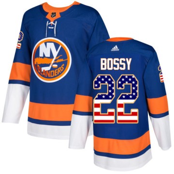 Authentic Adidas Youth Mike Bossy New York Islanders USA Flag Fashion Jersey - Royal Blue