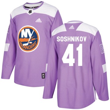 Authentic Adidas Youth Nikita Soshnikov New York Islanders Fights Cancer Practice Jersey - Purple