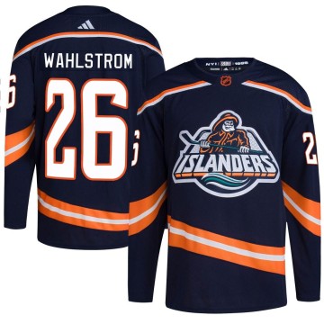 Authentic Adidas Youth Oliver Wahlstrom New York Islanders Reverse Retro 2.0 Jersey - Navy