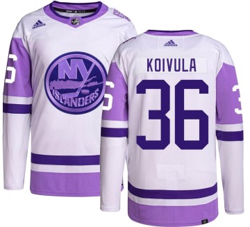 Authentic Adidas Youth Otto Koivula New York Islanders Hockey Fights Cancer Jersey -