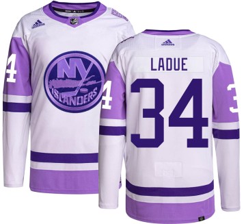 Authentic Adidas Youth Paul LaDue New York Islanders Hockey Fights Cancer Jersey -