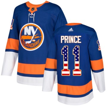 Authentic Adidas Youth Shane Prince New York Islanders USA Flag Fashion Jersey - Royal Blue