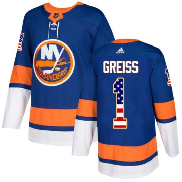Authentic Adidas Youth Thomas Greiss New York Islanders USA Flag Fashion Jersey - Royal Blue